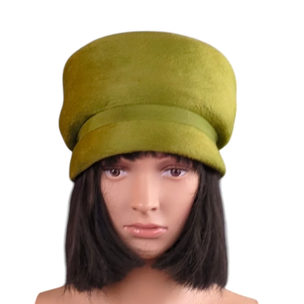 Vintage Green Women's Pillbox-Style Wool Hat - Picture 1 of 14